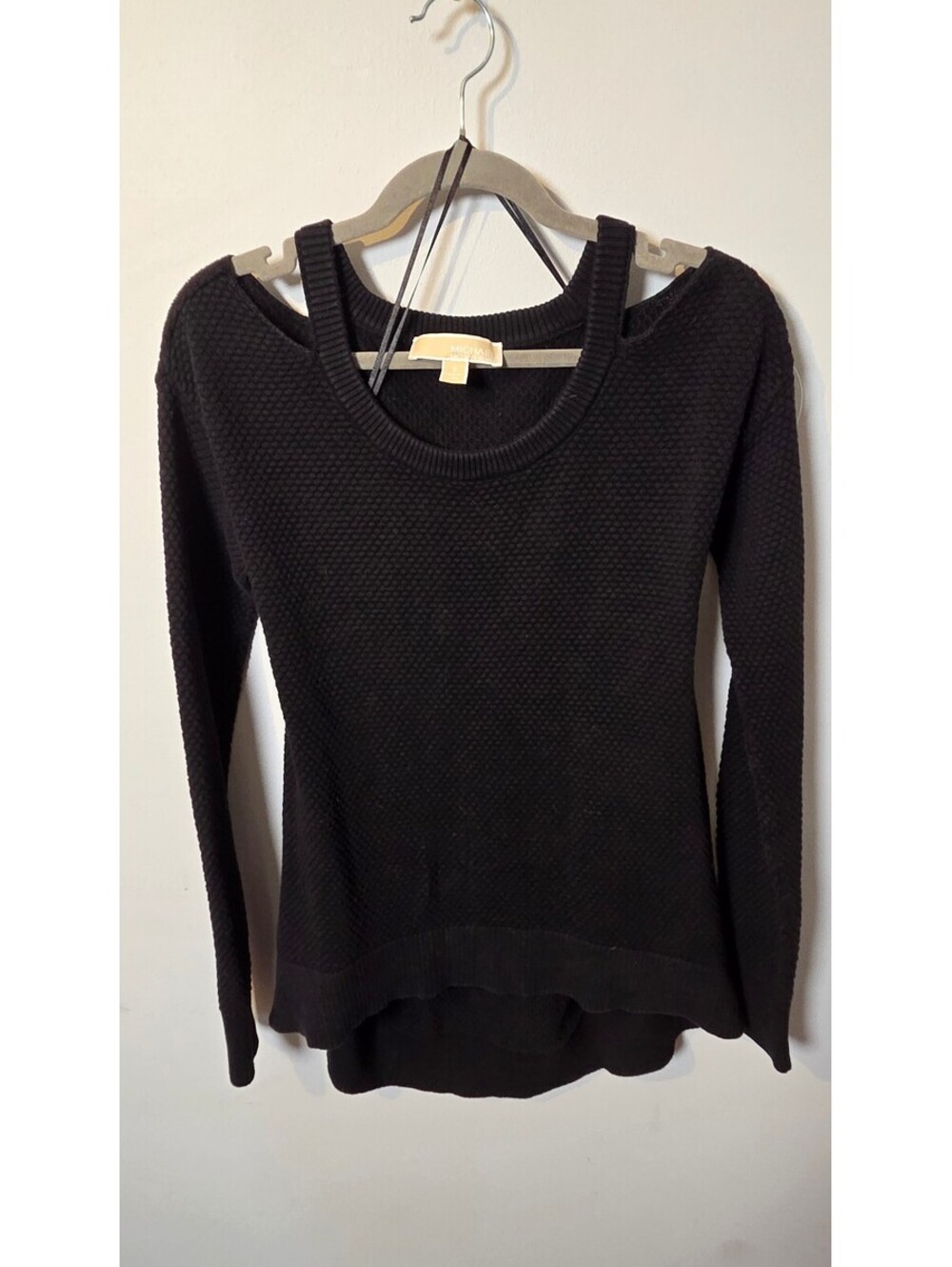 Michael Kors Black Textured Long Sleeve Sweater Top size Small